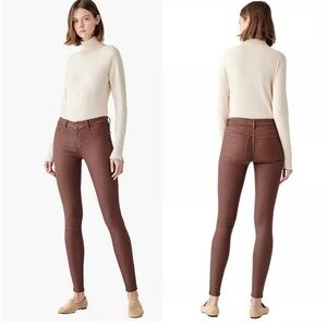 DL1961 jeans ,women’s EMMA SKINNY low rise instasculpt  coated , brown ,size 28